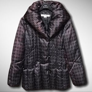 Larry Levine Down Puffer Coat Houndstooth - SM